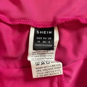 Shein biker shorts, size medium, size 6, dark pink.
